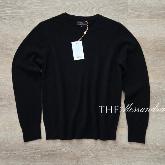 Quince Womens Mongolian Cashmere Crewneck Sweater Black Sz Small New With Tags - Picture 1 of 15
